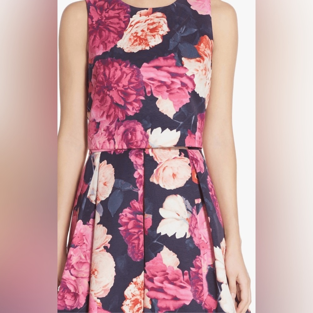 Eliza J Floral Crop Top and High Waist Skirt Set with Pockets!